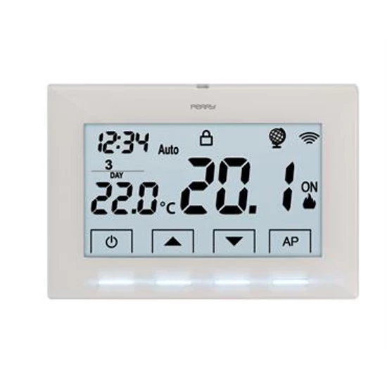 Termostat programabil Wi-fi 230V cu receptor radio 868,35MHz, alb