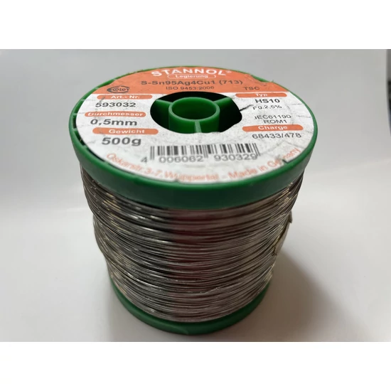 Sârmă de cositor Stannol Sn95Ag4Cu1, 0,5mm, 500g