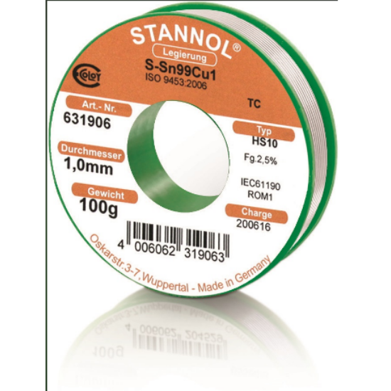 Sârmă de cositor Stannol Sn99Cu1, 1,00mm; 100g