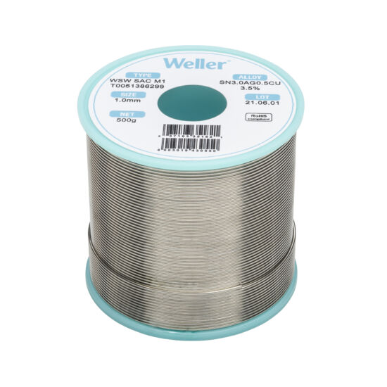 Sârmă de cositor Weller WSW SAC M1 Sn3,0Ag0,5Cu3,5%, 1,00mm; 500g