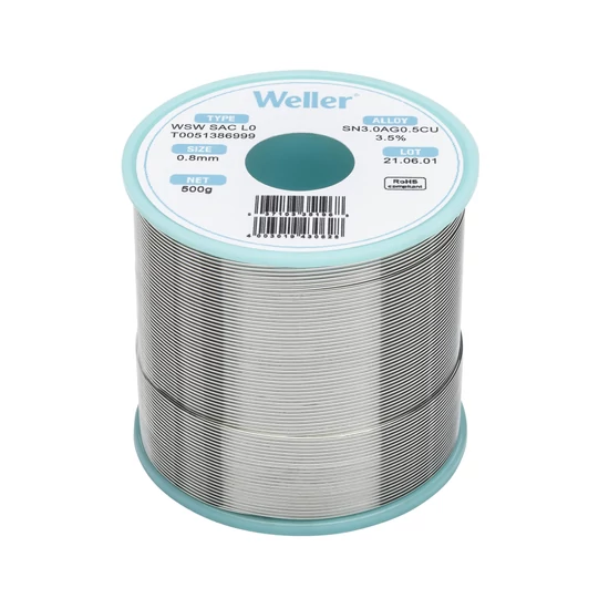 Sârmă de cositor Weller WSW SAC L0 SN3,0AG0,5CU3,5%, 0,8mm; 500g
